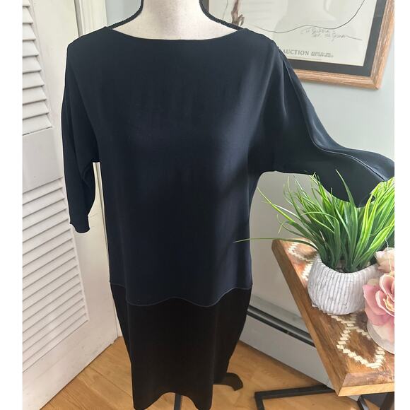 JENNIFER TATTANELLI Womens Dress 40 US 4 Black Shift Cocktail Quiet Luxury - Picture 2 of 11